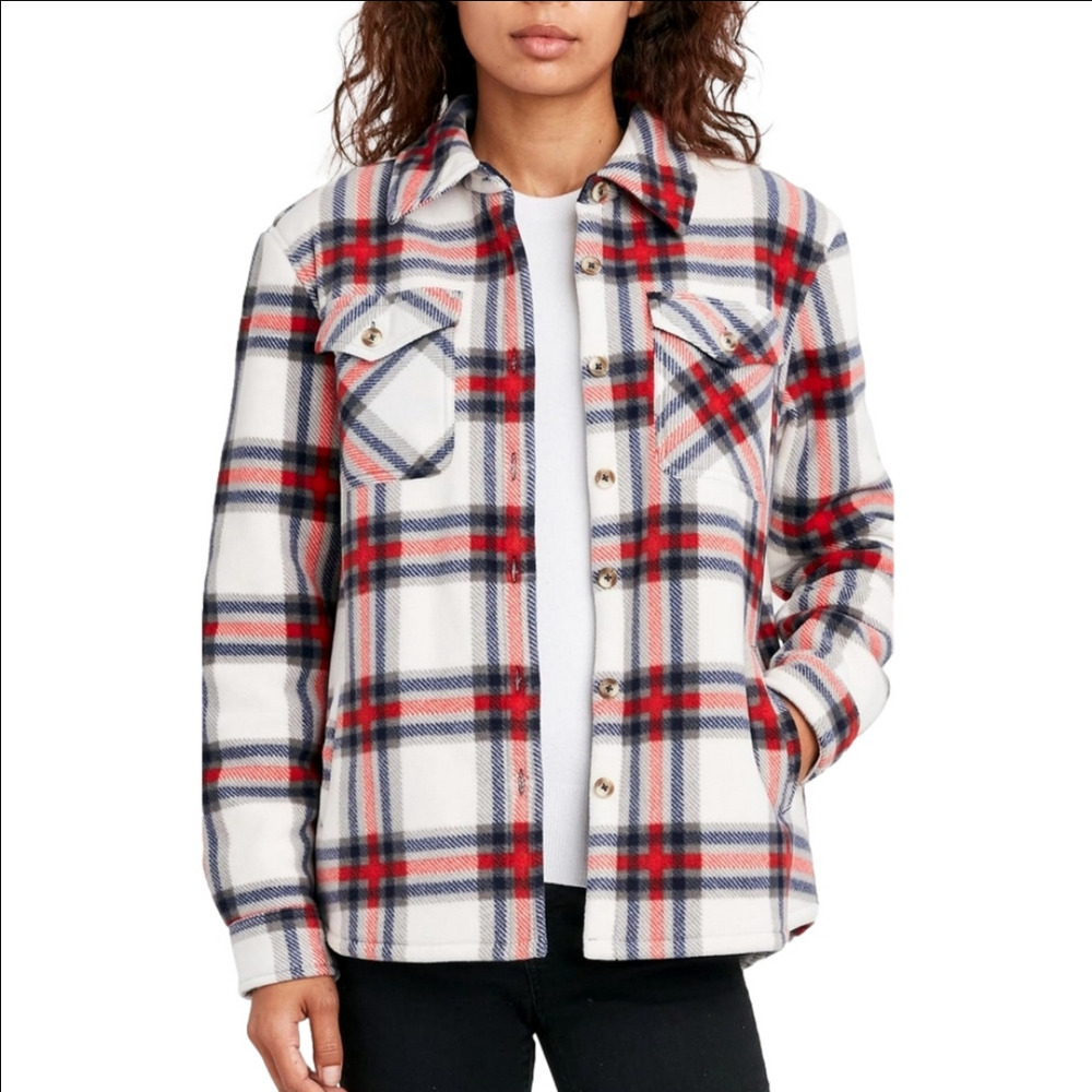 Sage Collective Long Sleeve Sherpa Flannel Button Down Shirt Size L